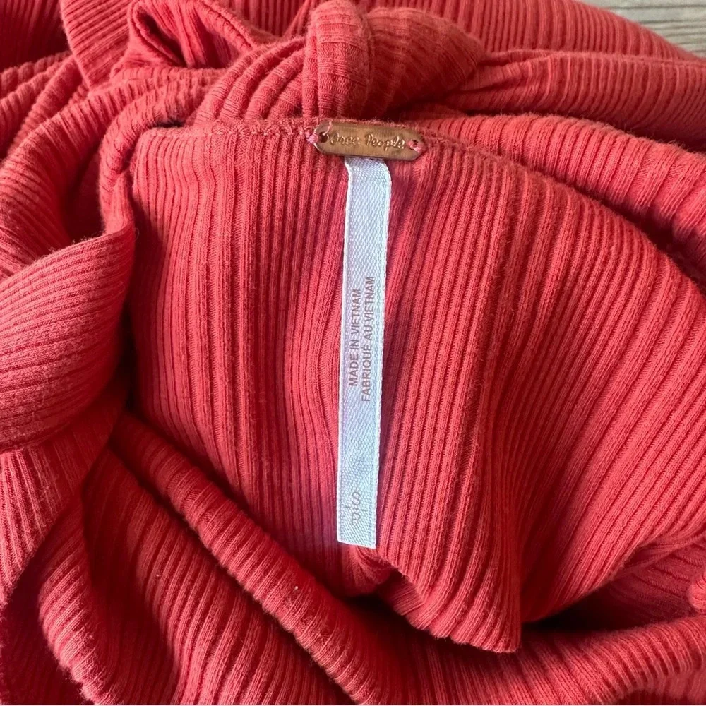 Free people Into you ribbed maxi dress orange/ red size small boho, like new - Picture 9 of 9